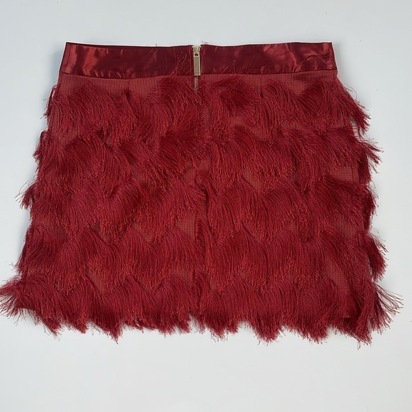 River Island Women's Rust Orange Fringe Mini Skirt Size US 14, New with Tags! - Picture 2 of 8